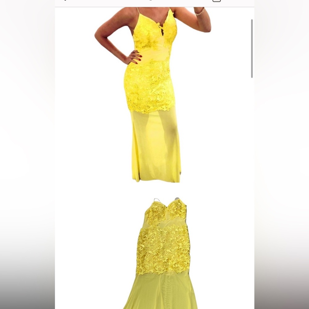 Entry Lace hi low Yellow Strappy dress